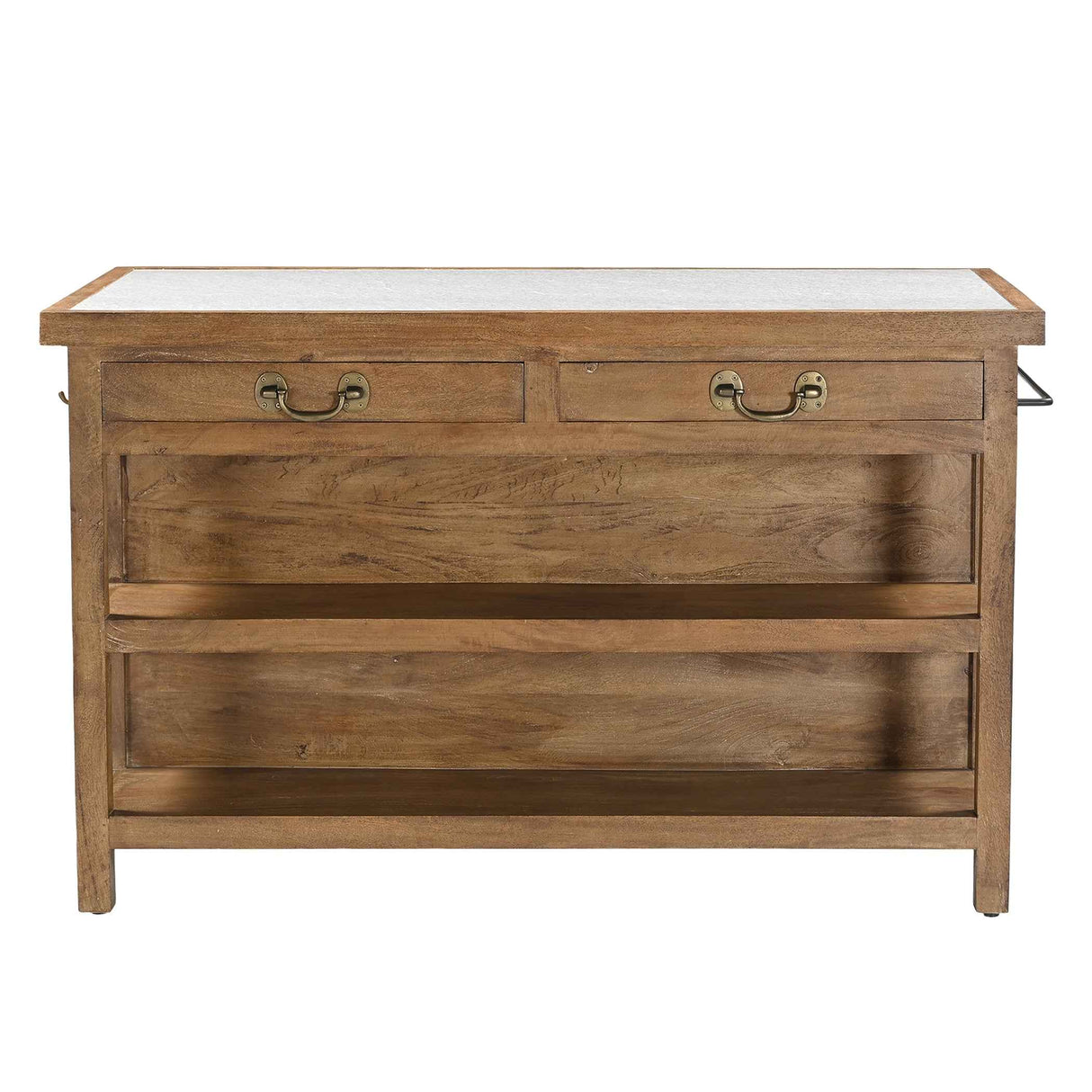Manila 58" Kitchen Island Table with White Marble Top and Natural Mango Base by Home Trends & Design at Eve Furniture