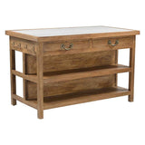 Manila 58" Kitchen Island Table with White Marble Top and Natural Mango Base by Home Trends & Design at Eve Furniture