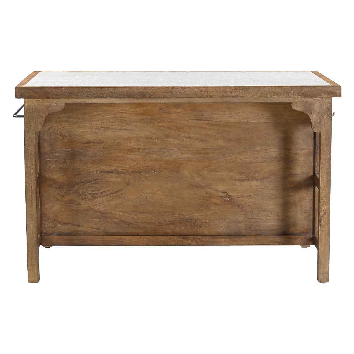 Manila 58" Kitchen Island Table with White Marble Top and Natural Mango Base by Home Trends & Design at Eve Furniture