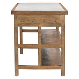 Manila 58" Kitchen Island Table with White Marble Top and Natural Mango Base by Home Trends & Design at Eve Furniture