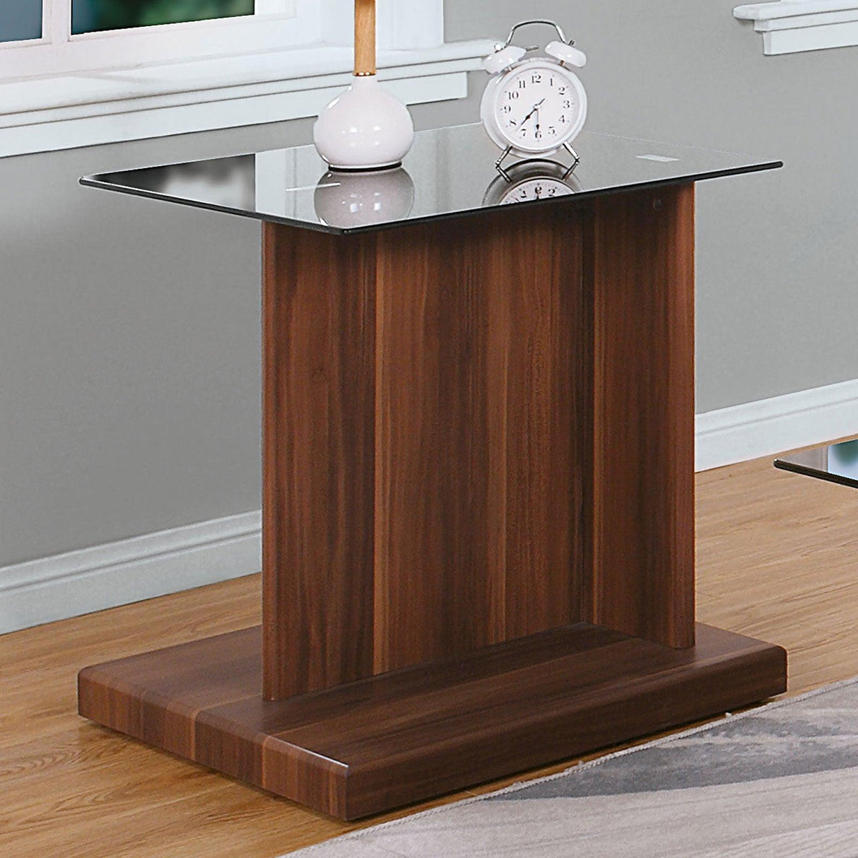 Mannedorf Black/Dark Walnut End Table by Furniture of America at Eve Furniture