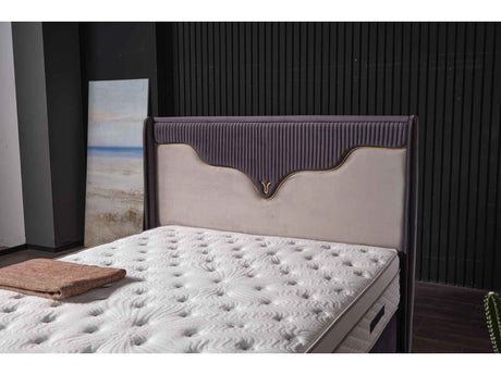 Manolya Storage Bed With Headboard Grey by Furnia at Eve Furniture