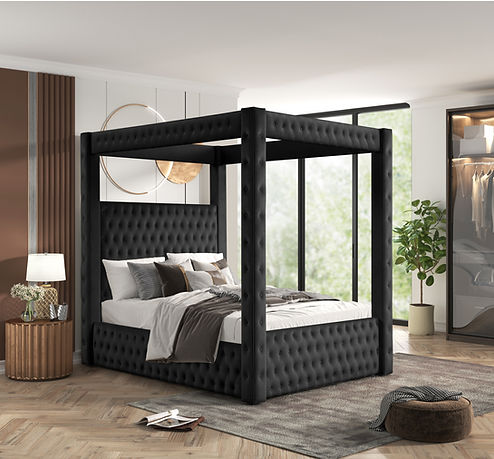 Mansion Black Queen Platform Bed by New Era Innovations at Eve Furniture
