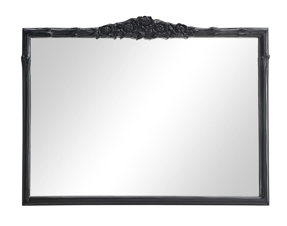 Sylvie Glossy Black Mantel Mirror