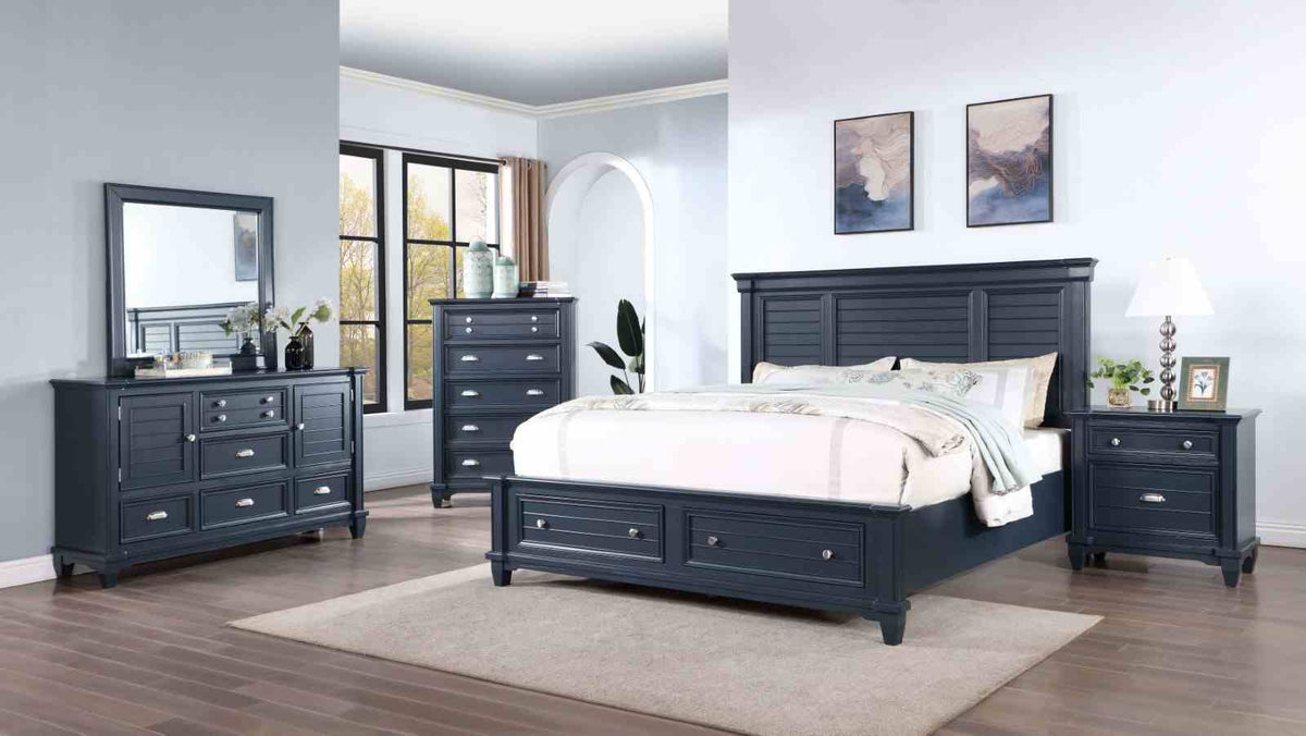Manzanillo Slate Blue Storage California King Bed