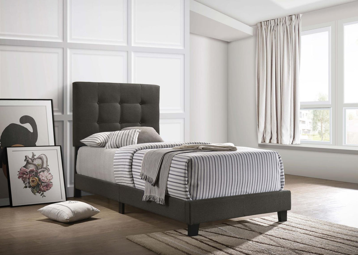 Mapes Charcoal Tufted Upholstered Twin Bed by Coaster at Eve Furniture