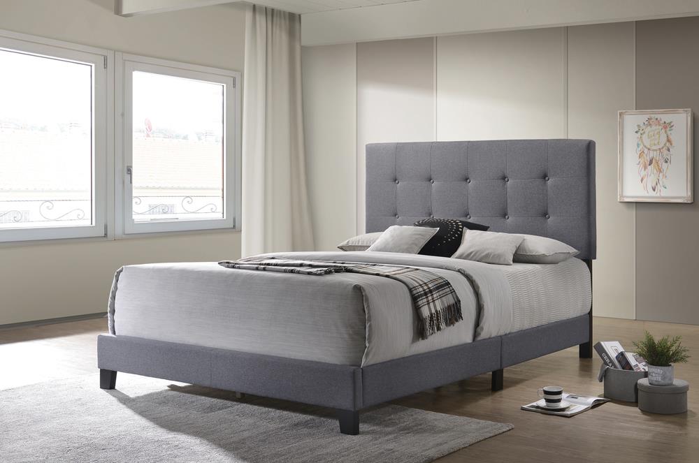 Mapes Tufted Upholstered Eastern King Bed Gray