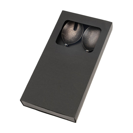 Maple Wood Salad Servers S/2, Tumbled Black, Set of 4 by Mercana at Eve Furniture