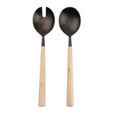 Maple Wood Salad Servers S/2, Tumbled Black, Set of 4 by Mercana at Eve Furniture