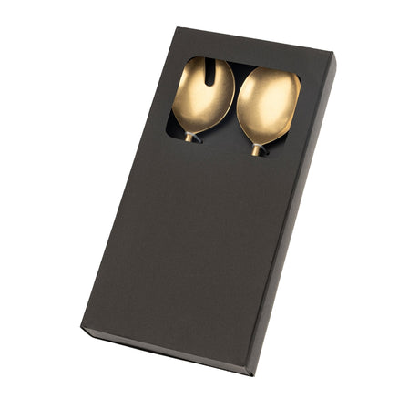 Maple Wood Salad Servers S/2, Tumbled Gold, Set of 4 by Mercana at Eve Furniture