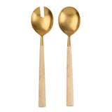 Maple Wood Salad Servers S/2, Tumbled Gold, Set of 4 by Mercana at Eve Furniture