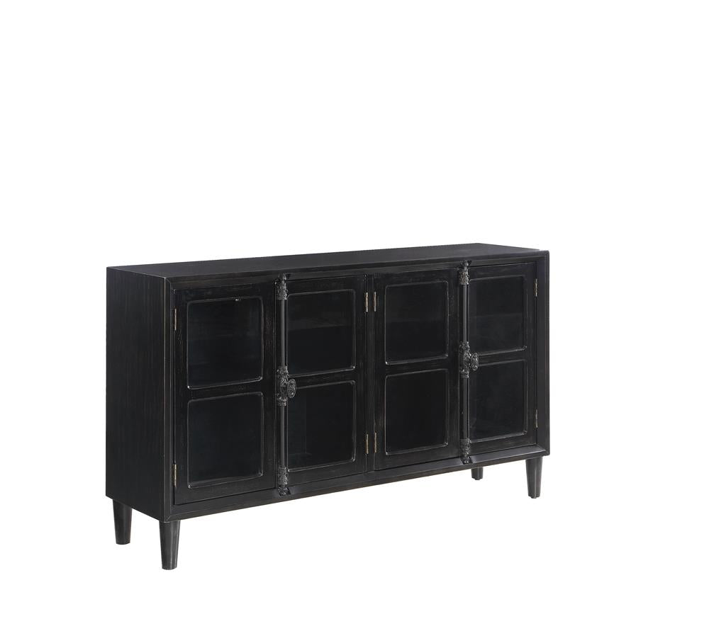 Mapleton Black 4-Door Accent Cabinet