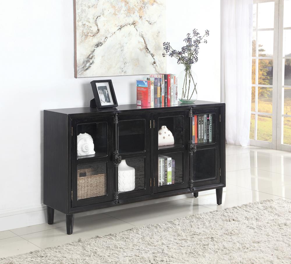 Mapleton Black 4-Door Accent Cabinet