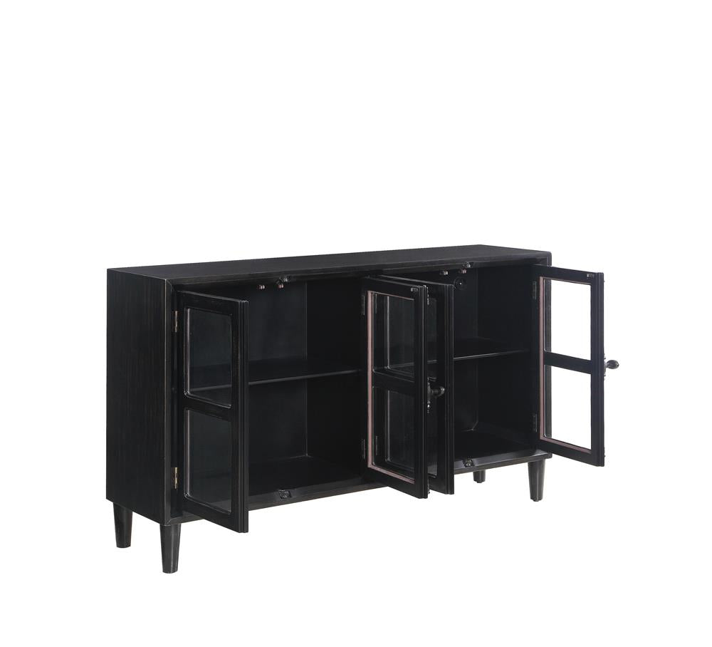 Mapleton Black 4-Door Accent Cabinet