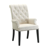 Mapleton Beige Tufted Back Upholstered Arm Chair