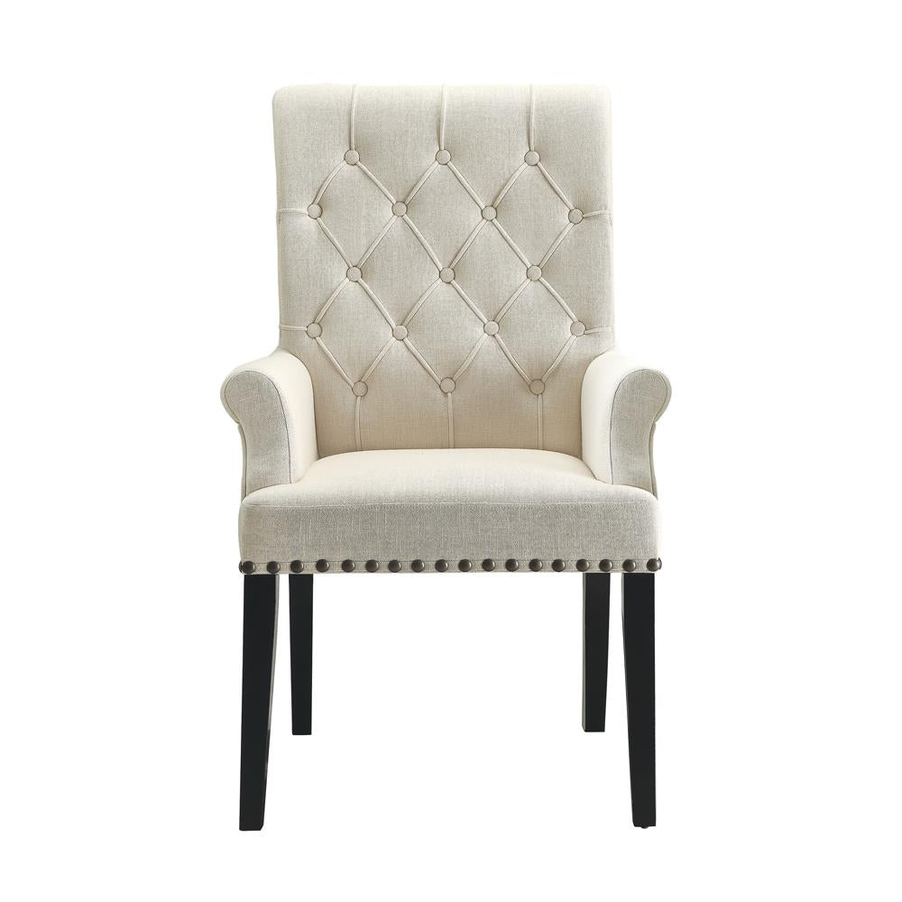 Mapleton Beige Tufted Back Upholstered Arm Chair