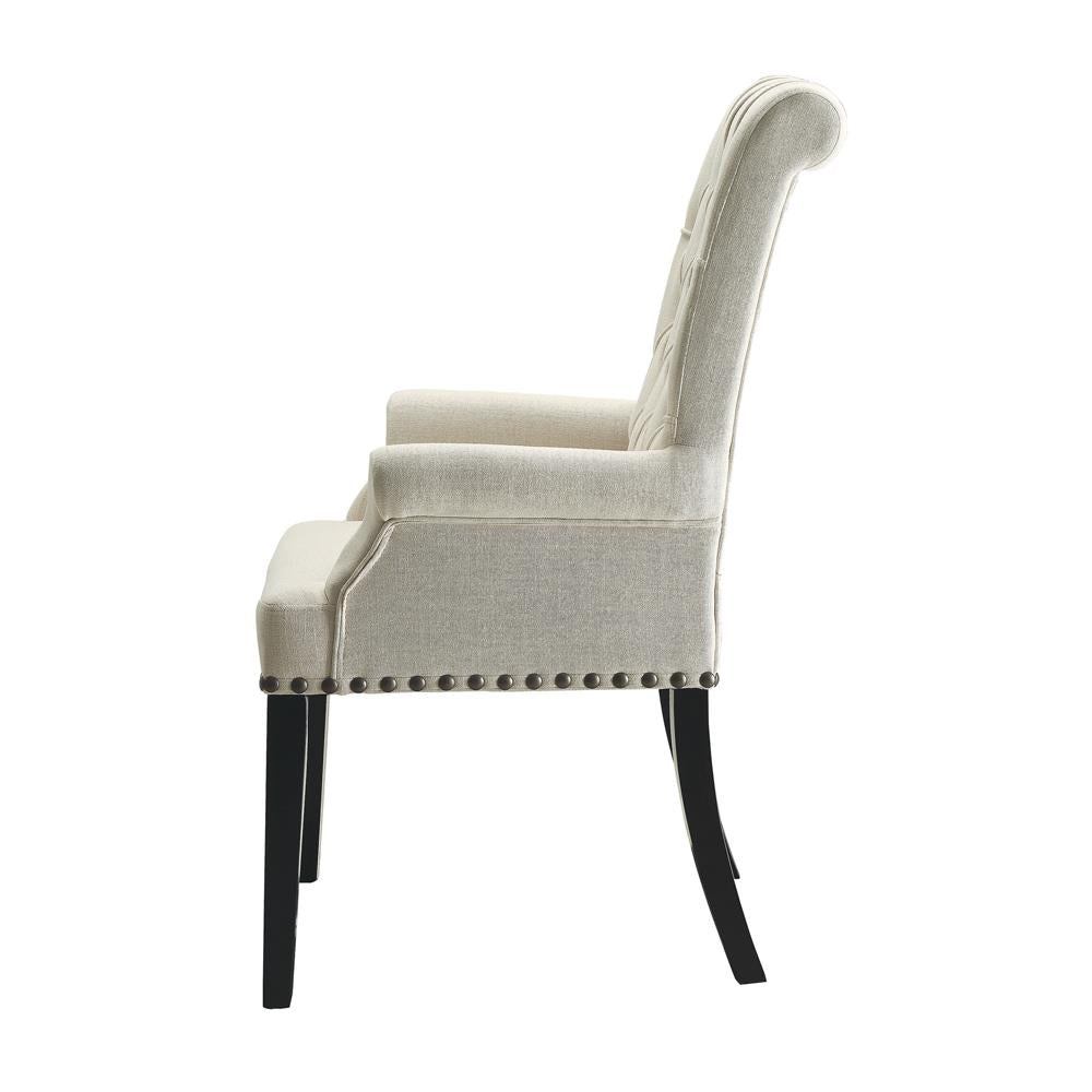 Mapleton Beige Tufted Back Upholstered Arm Chair