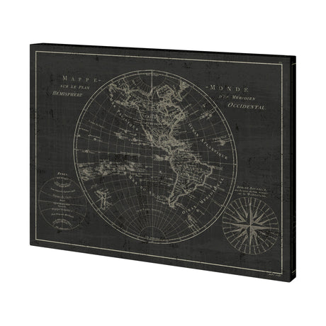 Mappemonde Etching v2 by Mercana Studio a Hand Embellished Textured Canvas by Mercana at Eve Furniture