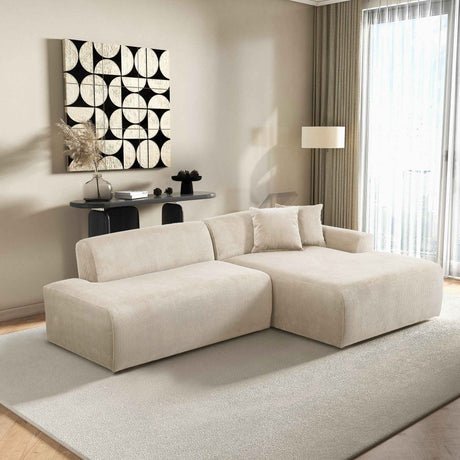 Mar Sectional Cream Corduroy Sofa (Right Facing) by Ashcroft Imports at Eve Furniture