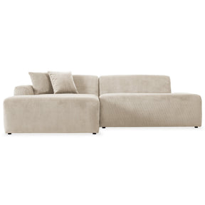 Mar Sectional Cream Corduroy Sofa(Left Facing) by Ashcroft Furniture at Eve Furniture