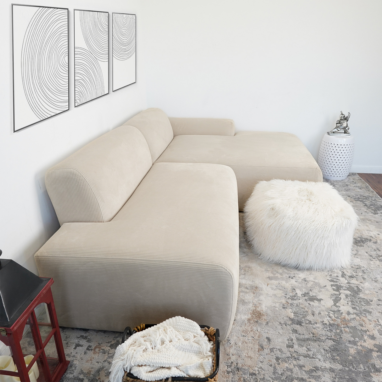 Mar Cream Velvet LAF Sectional