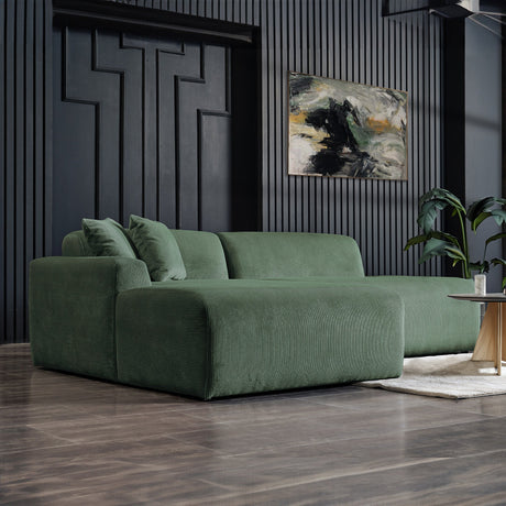 Mar Sectional Green Corduroy Sofa (Left Facing) by Ashcroft Furniture at Eve Furniture