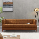 Leather tufted sofa