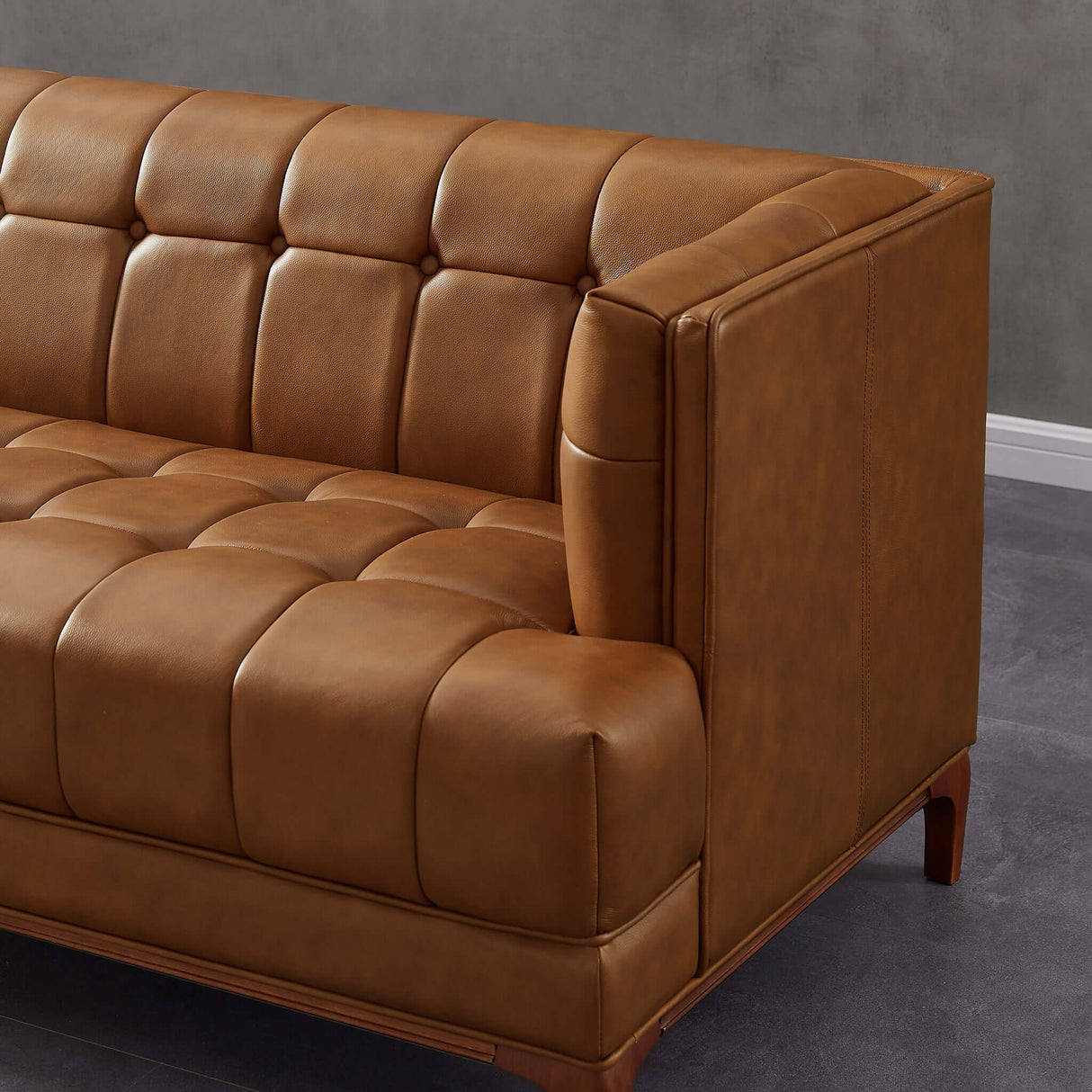 Tufted leather sofa set