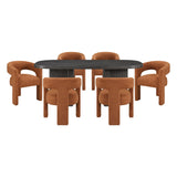 Marais Ebony & Orange Boucle 7-Piece 82" Dining Set by Homelegance at Eve Furniture