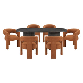 Marais Ebony & Orange Boucle 7-Piece 82" Dining Set by Homelegance at Eve Furniture