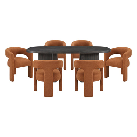 Marais Ebony & Orange Boucle 7-Piece 82" Dining Set by Homelegance at Eve Furniture