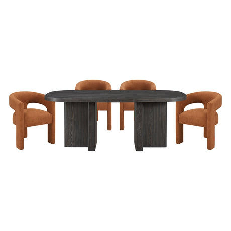 Marais Ebony/Light Gray Boucle 5-Piece 82" Dining Set by Homelegance at Eve Furniture