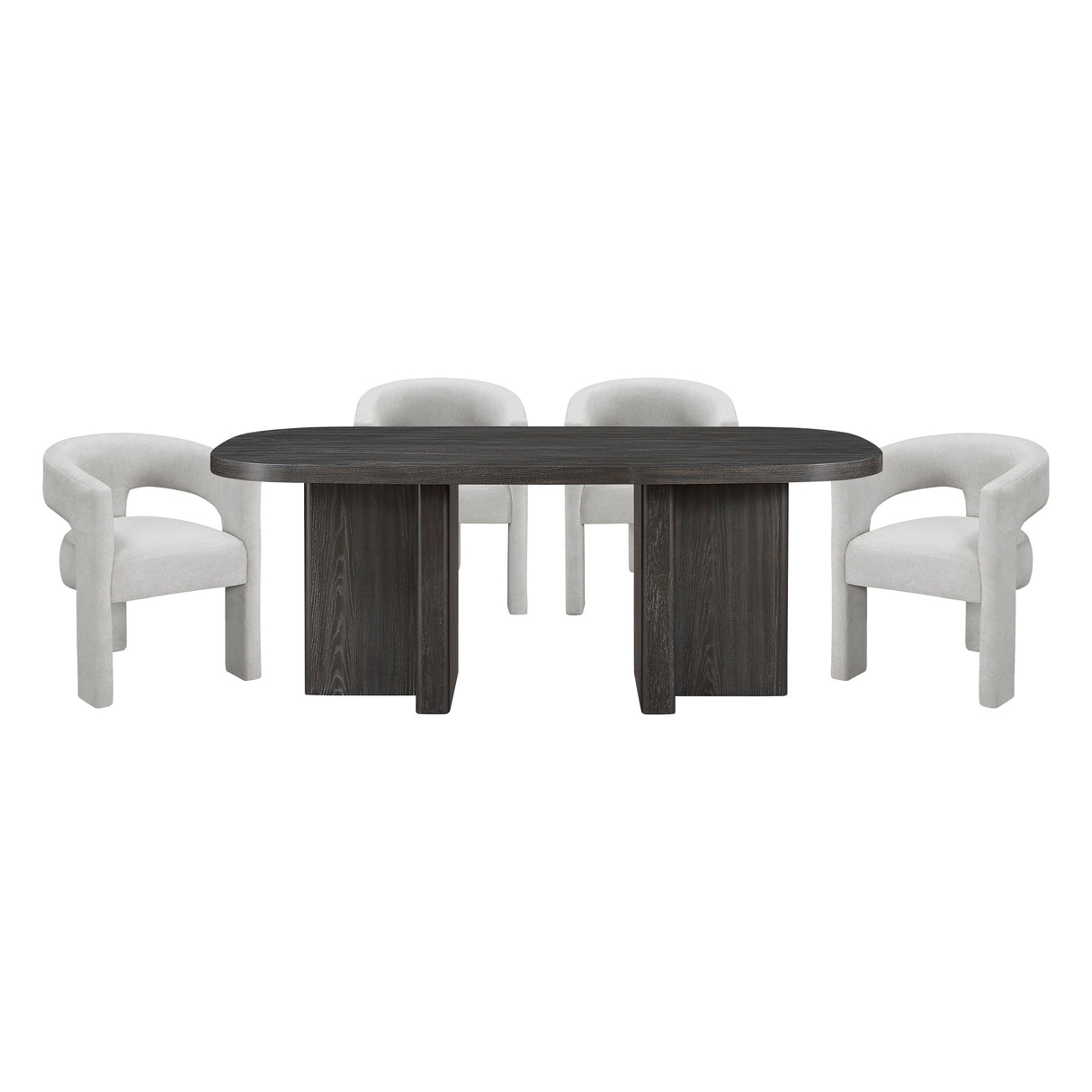 Marais Ebony/Light Gray Boucle 5-Piece 82" Dining Set by Homelegance at Eve Furniture
