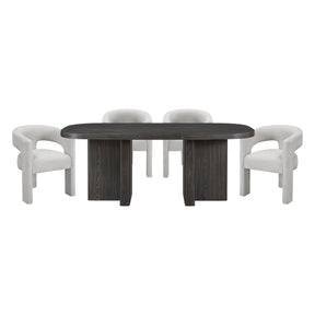Marais Ebony/Light Gray Boucle 5-Piece 82" Dining Set by Homelegance at Eve Furniture