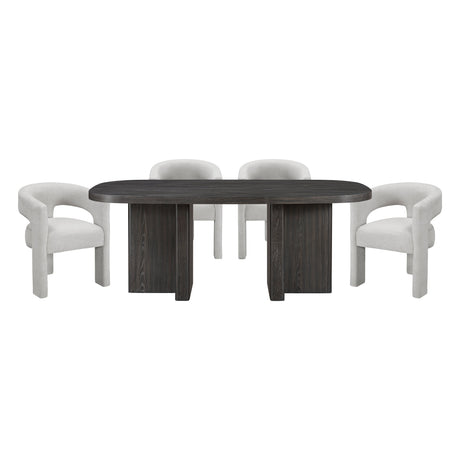 Marais Ebony/Light Gray Boucle 5-Piece 82" Dining Set by Homelegance at Eve Furniture