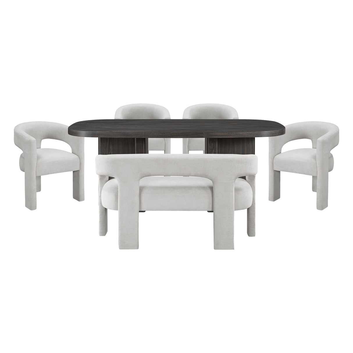 Marais Ebony/Light Gray Boucle 6-Piece 82" Dining Set by Homelegance at Eve Furniture