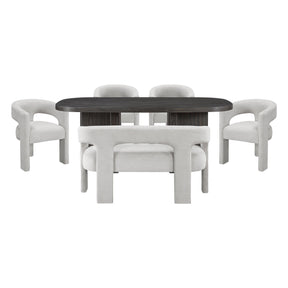 Marais Ebony/Light Gray Boucle 6-Piece 82" Dining Set by Homelegance at Eve Furniture