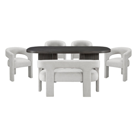 Marais Ebony/Light Gray Boucle 6-Piece 82" Dining Set by Homelegance at Eve Furniture