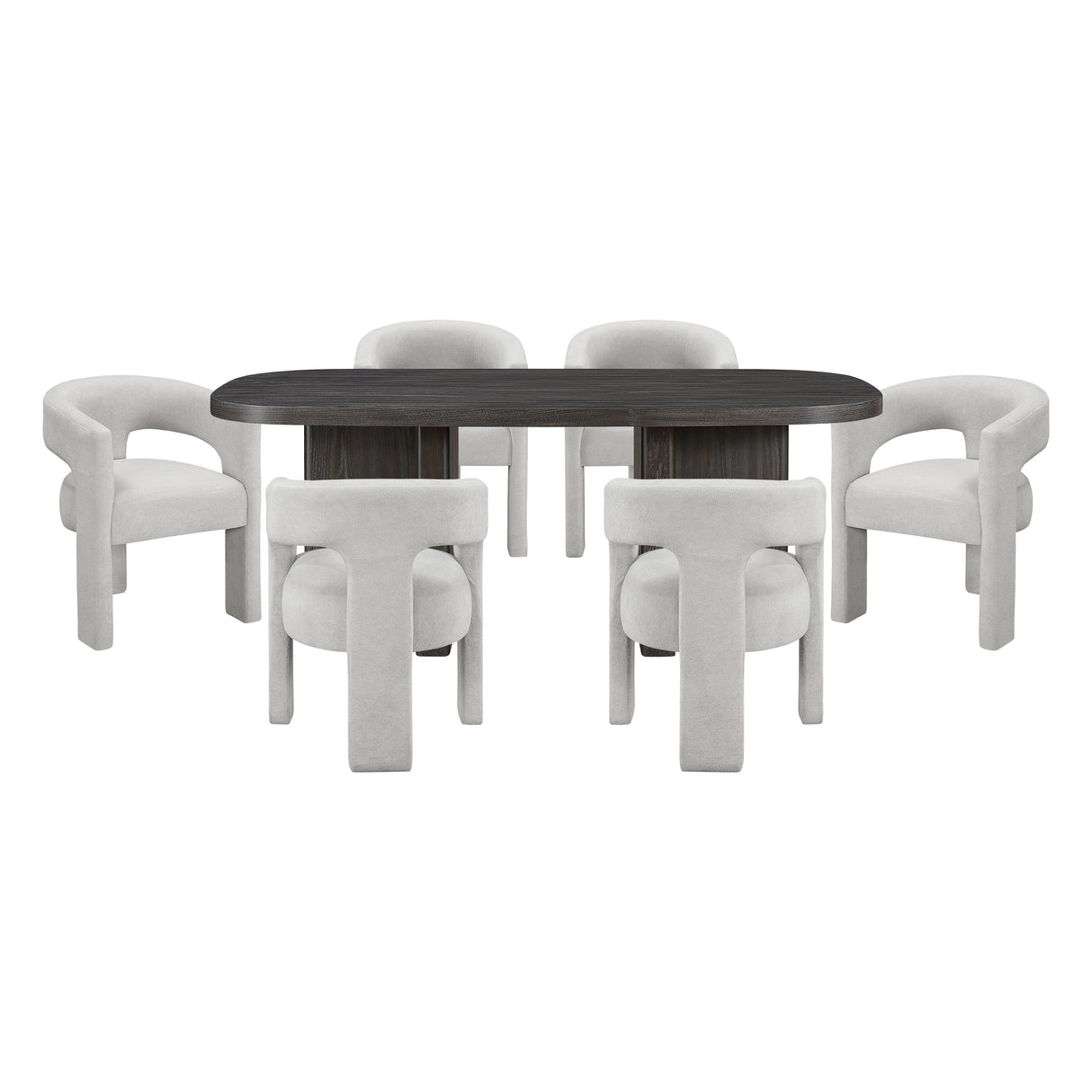 Marais Ebony/Light Gray Boucle 7-Piece 82" Dining Set by Homelegance at Eve Furniture