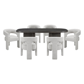 Marais Ebony/Light Gray Boucle 7-Piece 82" Dining Set by Homelegance at Eve Furniture