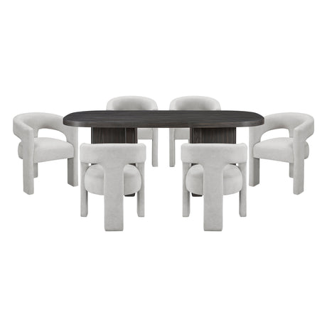 Marais Ebony/Light Gray Boucle 7-Piece 82" Dining Set by Homelegance at Eve Furniture
