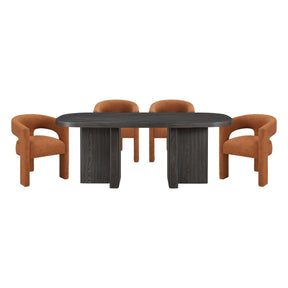 Marais Ebony/Orange Boucle 5-Piece 82" Dining Set by Homelegance at Eve Furniture