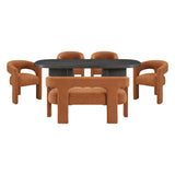 Marais Ebony/Orange Boucle 6-Piece 82" Dining Set by Homelegance at Eve Furniture