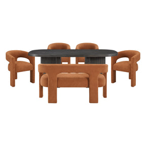 Marais Ebony/Orange Boucle 6-Piece 82" Dining Set by Homelegance at Eve Furniture