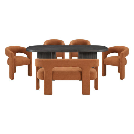 Marais Ebony/Orange Boucle 6-Piece 82" Dining Set by Homelegance at Eve Furniture