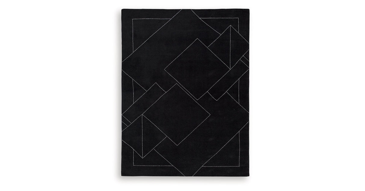Marav Black/White Large Rug by Ashley at Eve Furniture