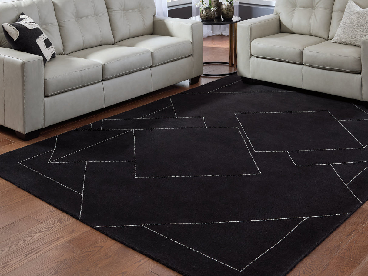 Marav Black/White Large Rug by Ashley at Eve Furniture