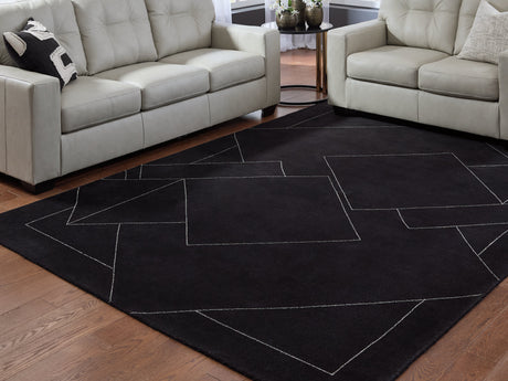 Marav Black/White Large Rug by Ashley at Eve Furniture