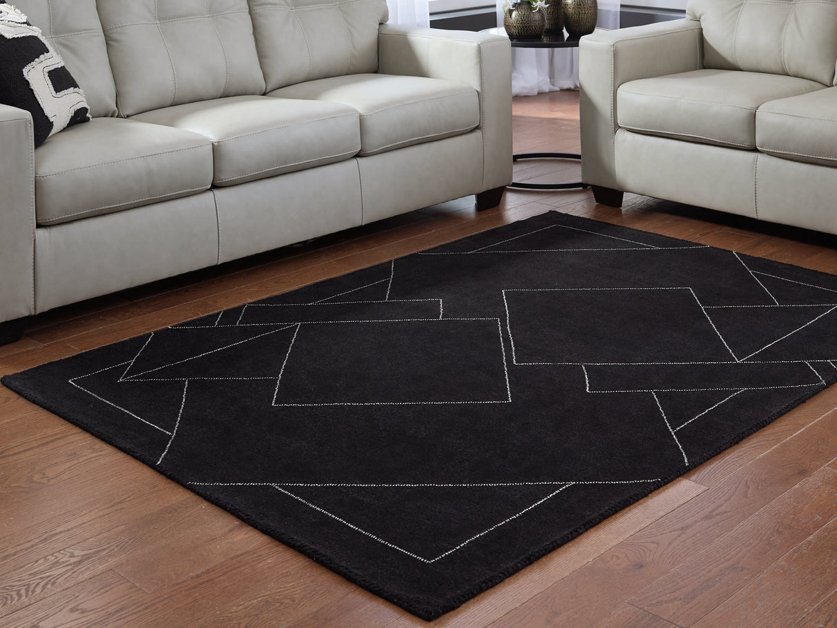 Marav Black/White Medium Rug by Ashley at Eve Furniture