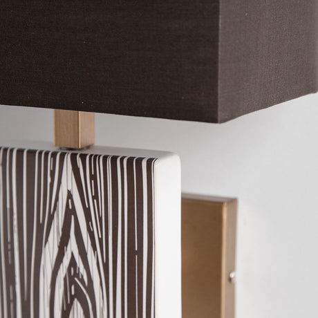 Maravilla III Black/White Pattered Base Black Fabric Shade Wall Sconce by Mercana at Eve Furniture